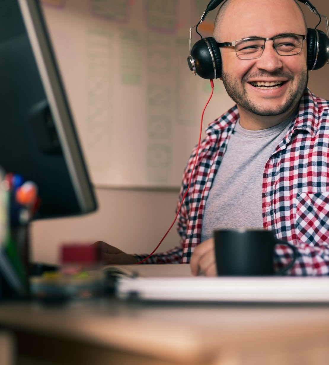 Male web designer working in an office