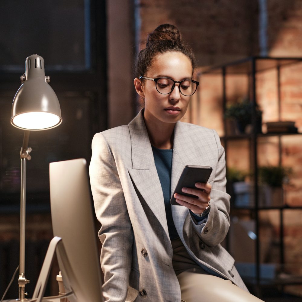 Woman scrolling through social media